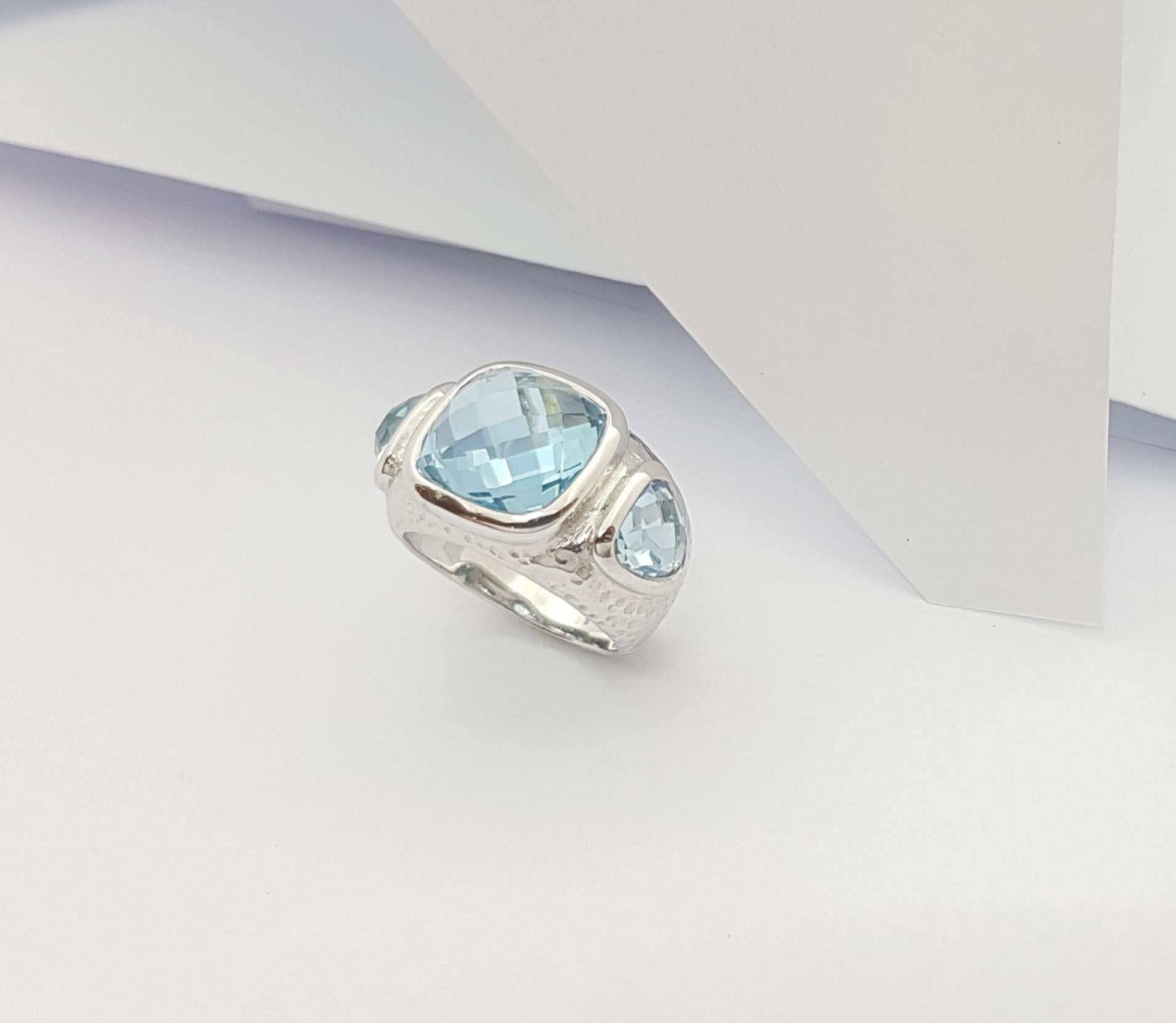 Blue Topaz Ring set in Silver Settings For Sale 4
