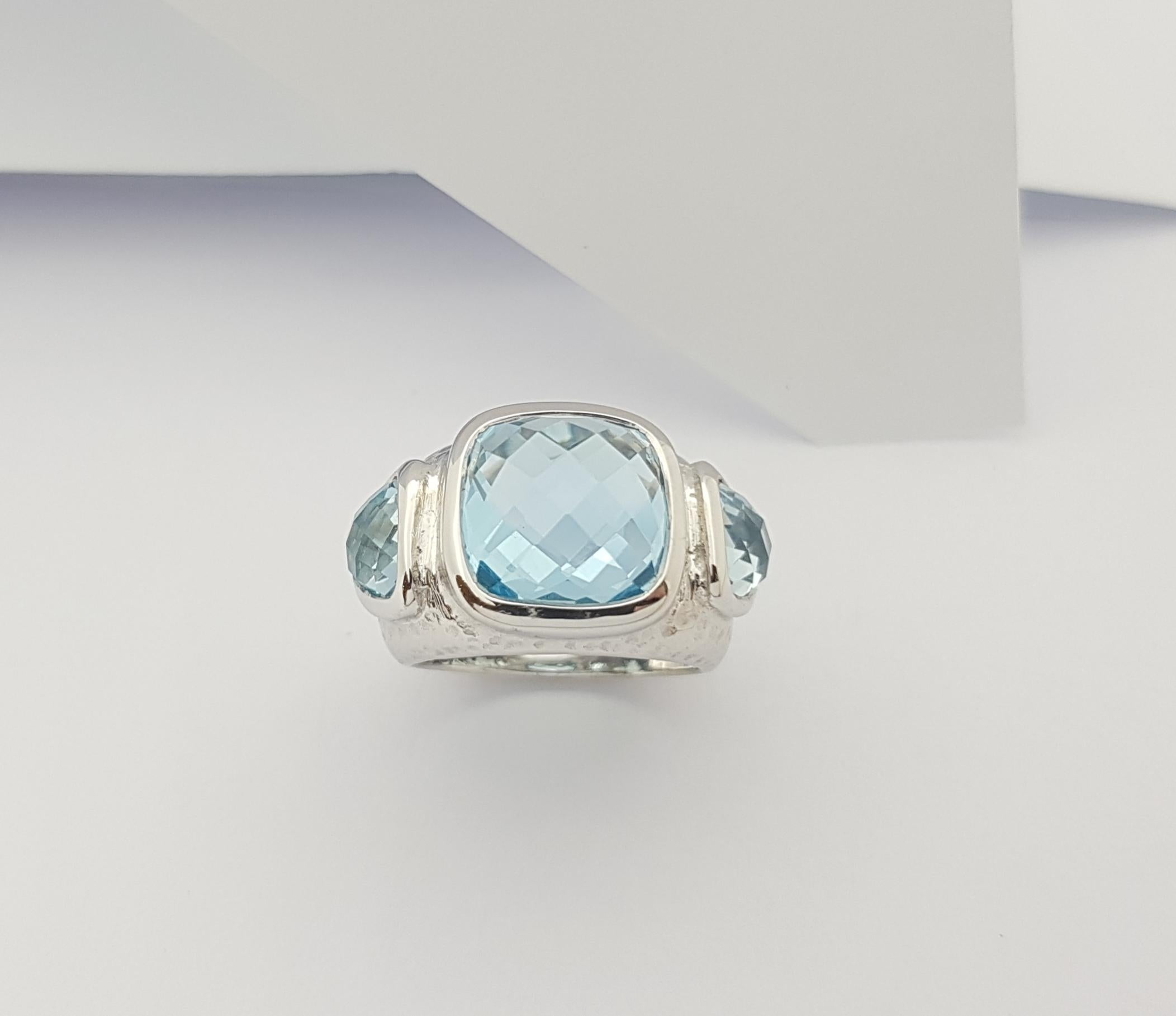 Blue Topaz Ring set in Silver Settings For Sale 5
