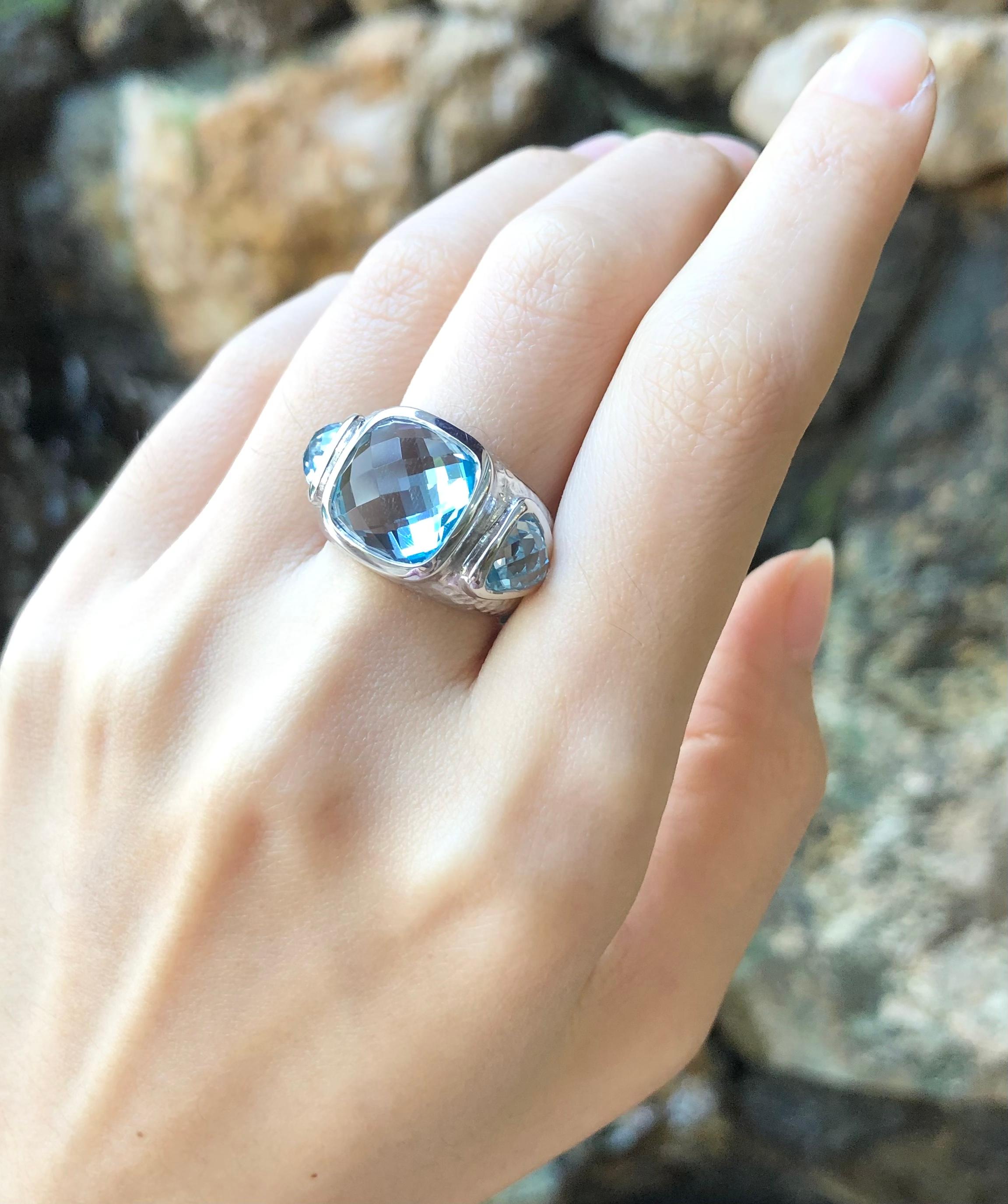 Blue Topaz Ring set in Silver Settings For Sale 6
