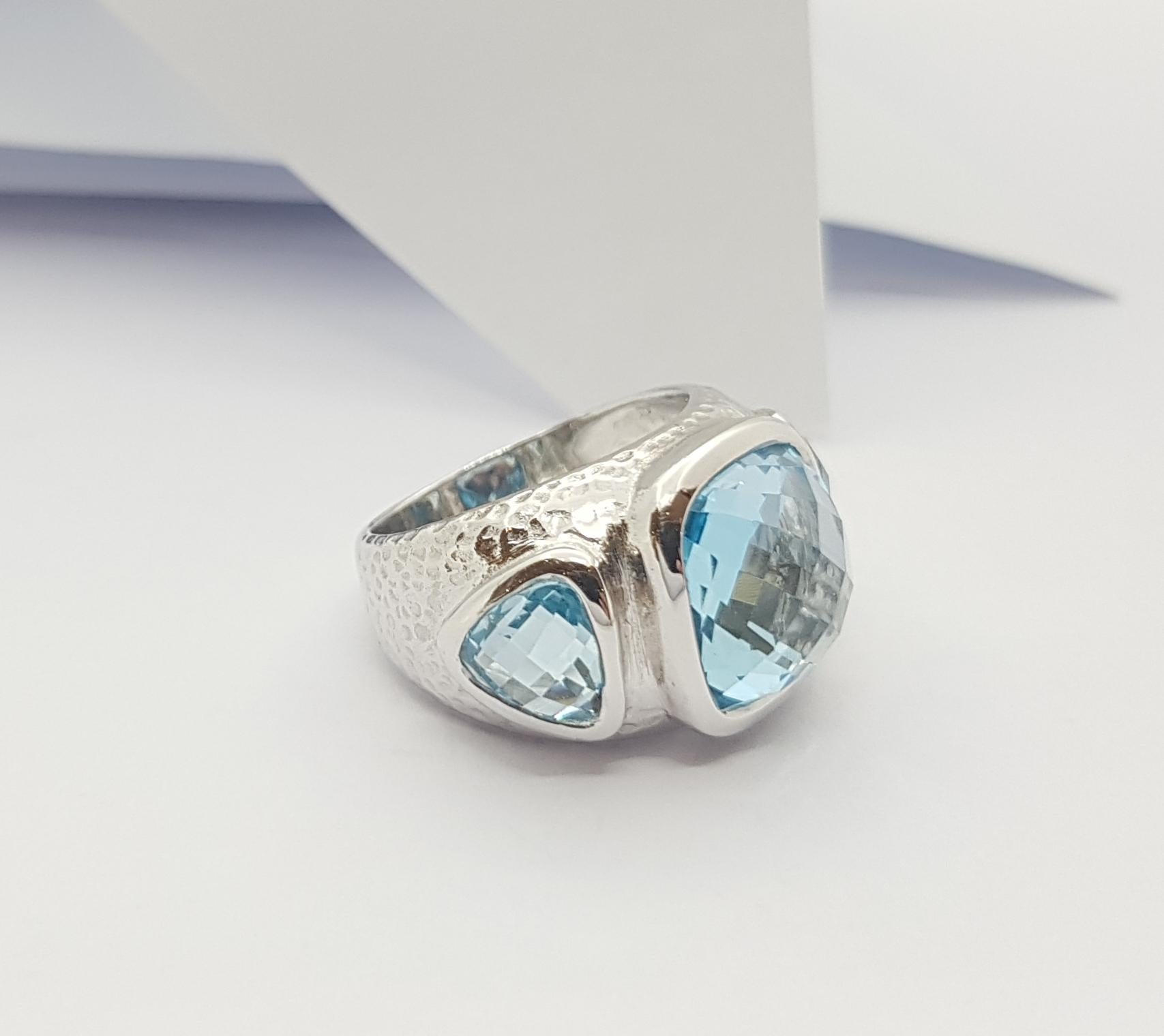 Blue Topaz Ring set in Silver Settings For Sale 1