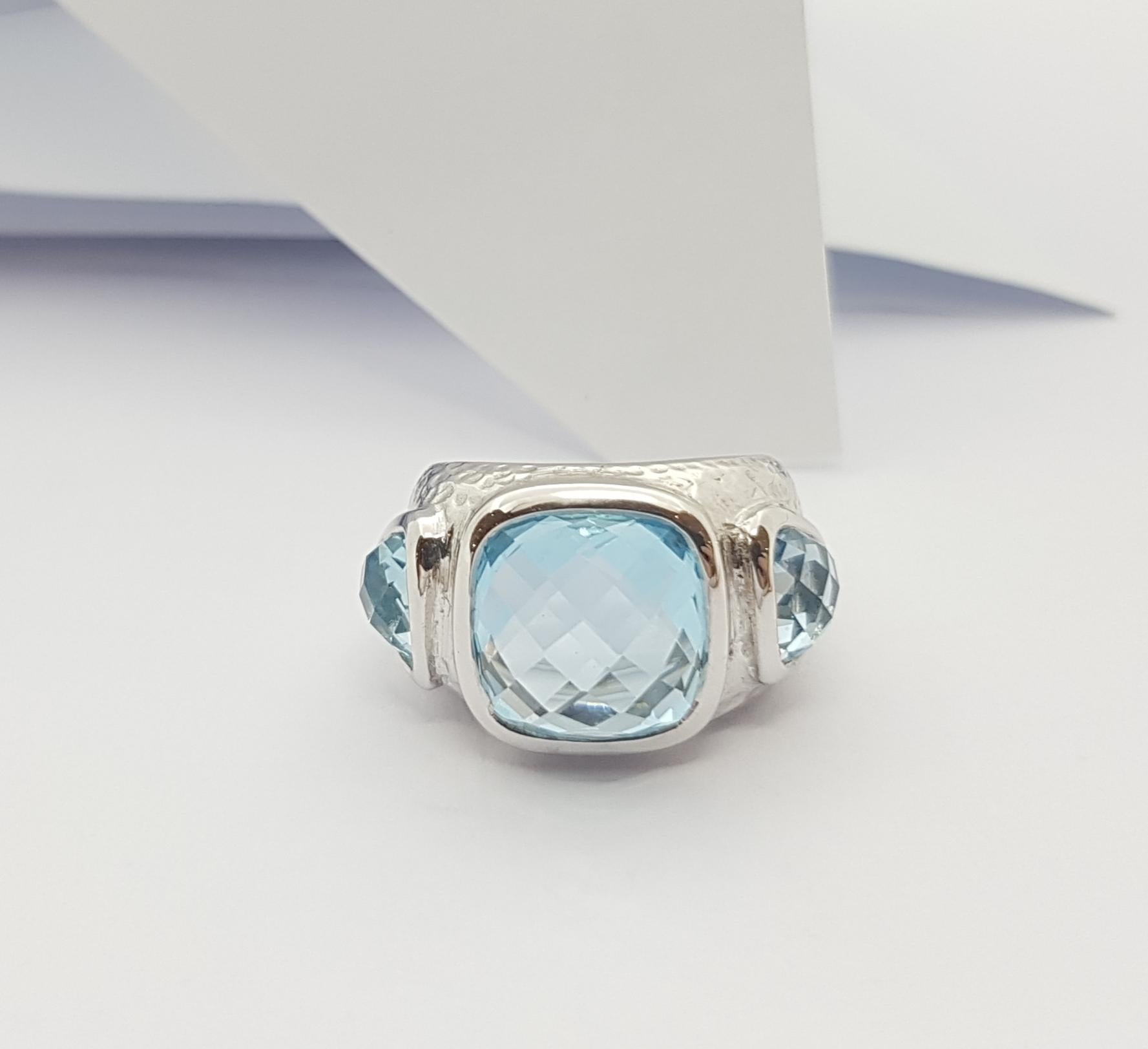 Blue Topaz Ring set in Silver Settings For Sale 2