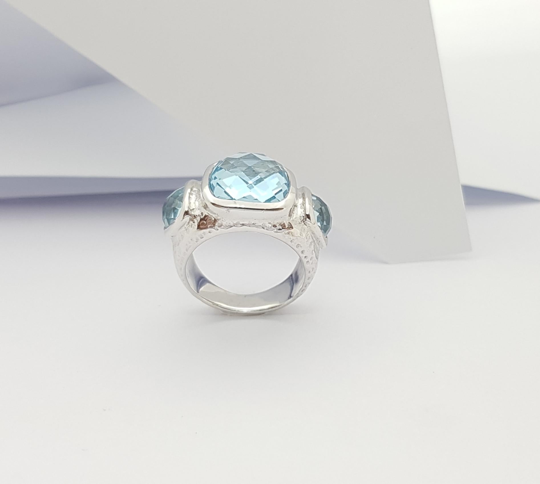 Blue Topaz Ring set in Silver Settings For Sale 3