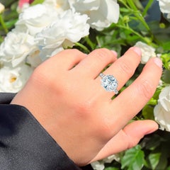 Blue Topaz Ring With White Topaz 1.51 Carats Sterling Silver