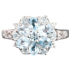 Blauer Topas Ring mit weißem Topas 1.51 Karat Sterling Silber
