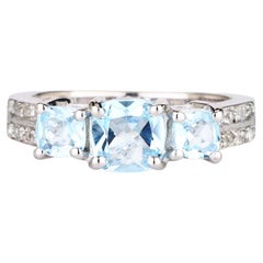 Blauer Topas Ring mit weißem Topas 1.93 Karat Sterling Silber