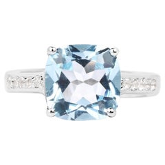 Blauer Topas Ring mit weißem Topas 4.58 Karat Sterling Silber