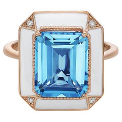 Blue Topaz Rose Gold Diamond Ring