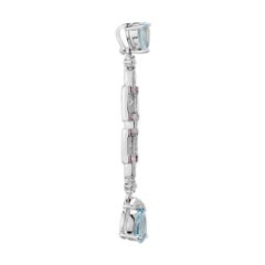 Blue Topaz & Ruby Diamond Art Deco Style White Gold Pendant