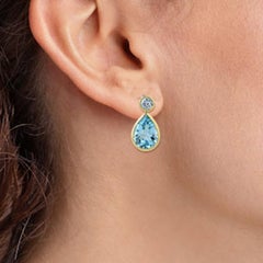 Blue Topaz Sapphire 18 Karat Gold Earrings