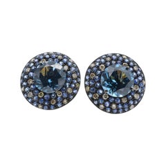 Blue Topaz Sapphire Diamond Earring Stud