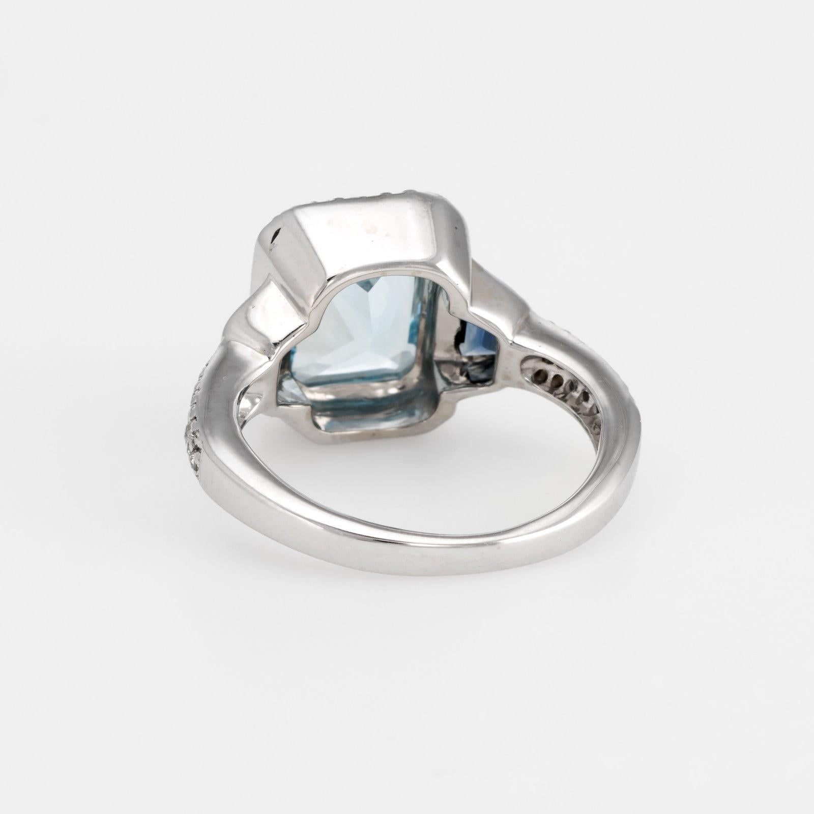 Cushion Cut Blue Topaz Sapphire Diamond Ring Estate 18 Karat Gold Alternative Square 