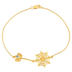 Armband mit blauem Topas in Spinnenform, 0,1 Karat, vergoldetes Silber