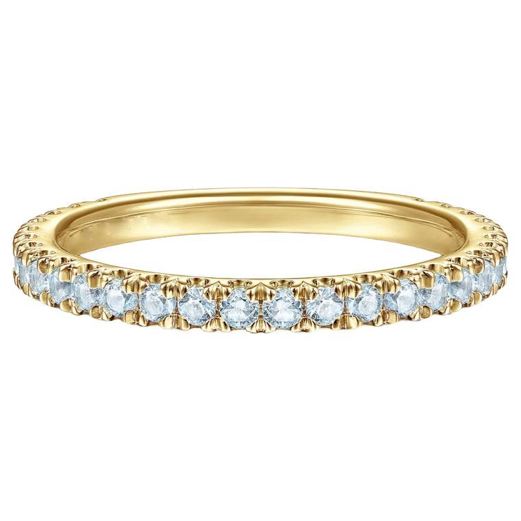 Blue Topaz Stackable 2mm Band 14K Gold December Birthstone Stack Ring LR50889