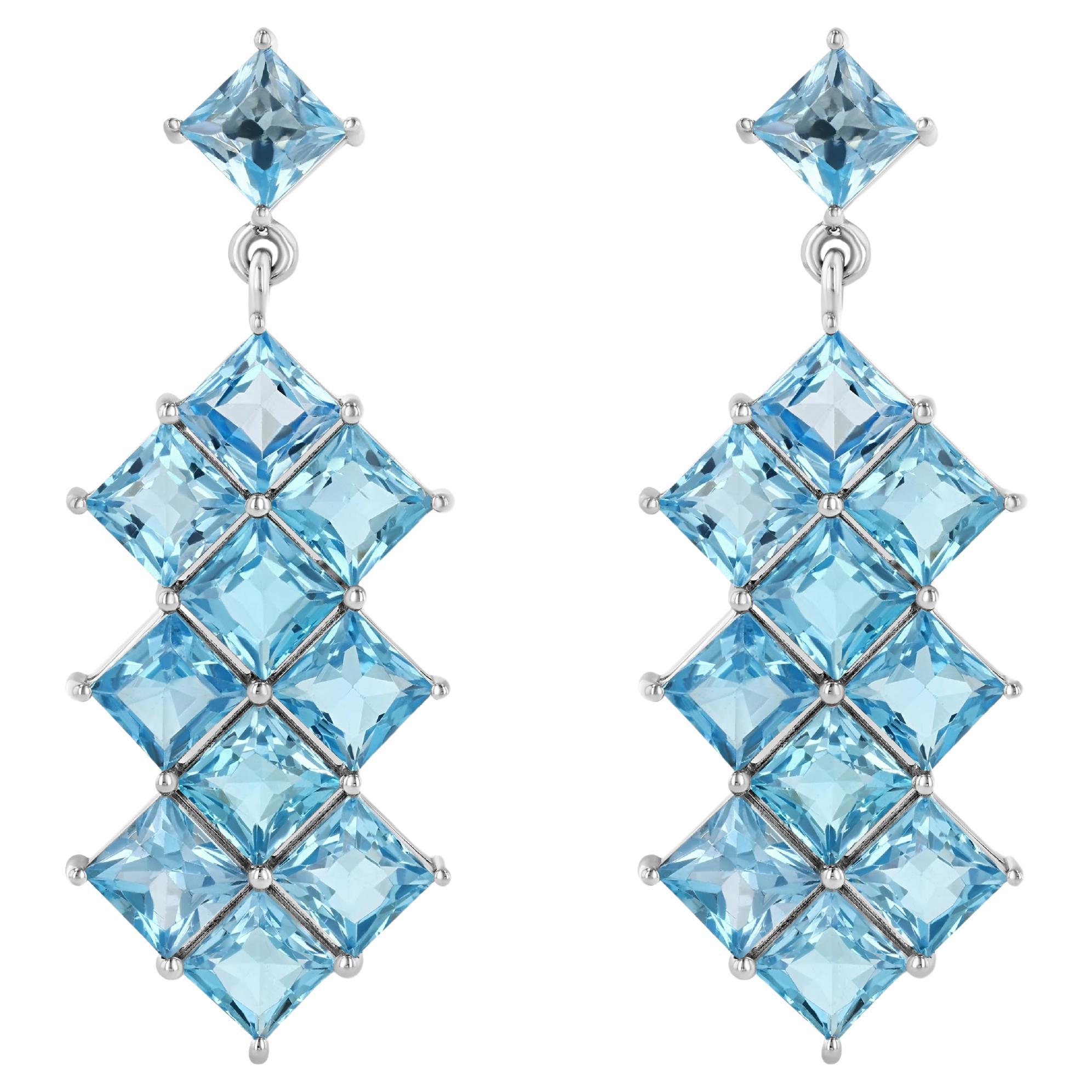 Blue Topaz Statement Earrings For Sale