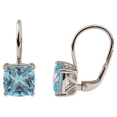 Blue Topaz Sterling Silver Leverback Earrings