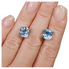 Orecchini di Topazio Blu 6,8 Carati Placcati in Rodio Silver