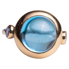 Ring aus blauem Topas, Tansanit, 18K Gold und Sterling Silber