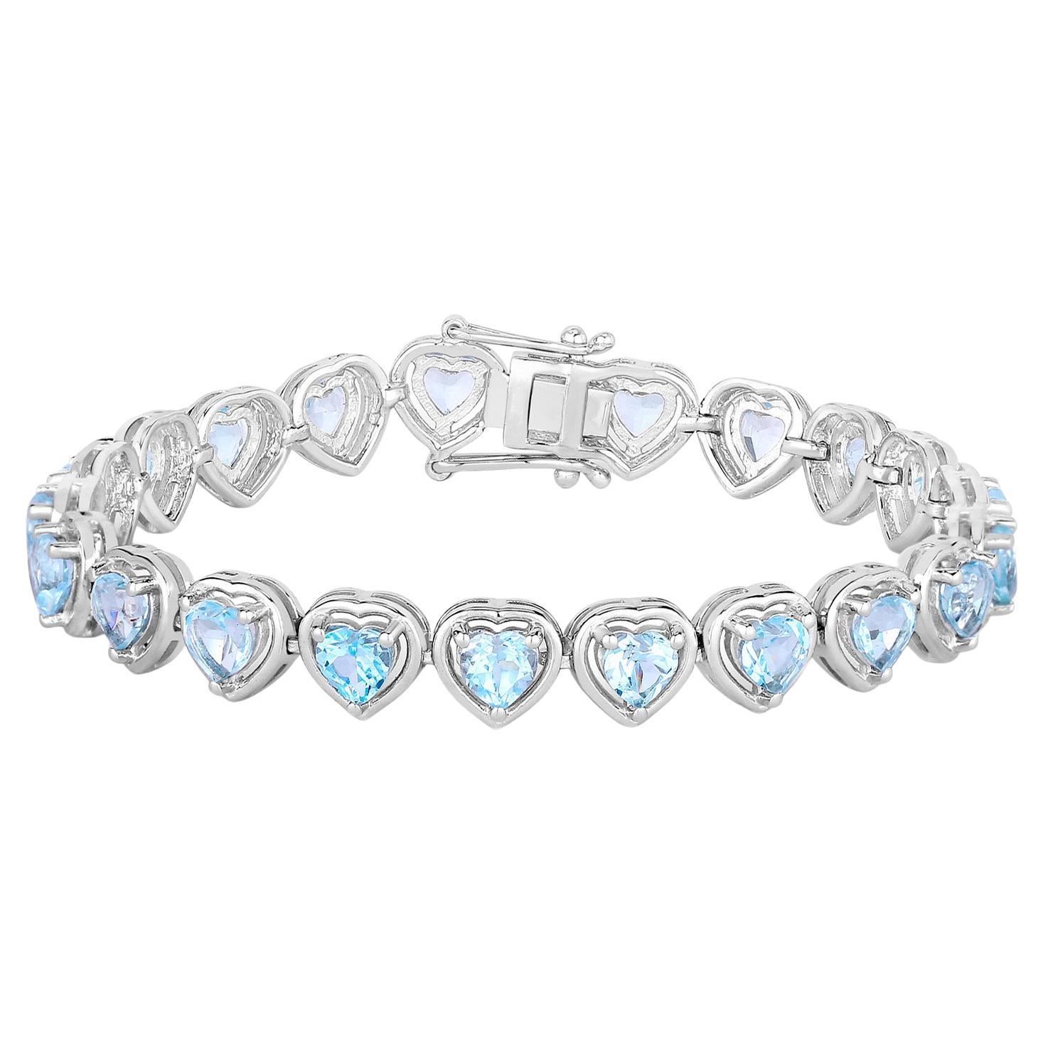 Bracciale Tennis Topazio Blu 10.4 Carati - Argento