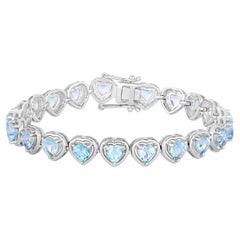 Blue Topaz Tennis Bracelet 10.4 Carats Sterling Silver