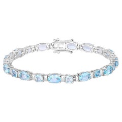 Blue Topaz Tennis Bracelet 15.3 Carats Sterling Silver