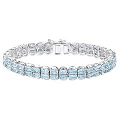 Blue Topaz Tennis Bracelet 17.9 Carats Sterling Silver