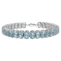 Blue Topaz Tennis Bracelet 17.9 Carats Sterling Silver