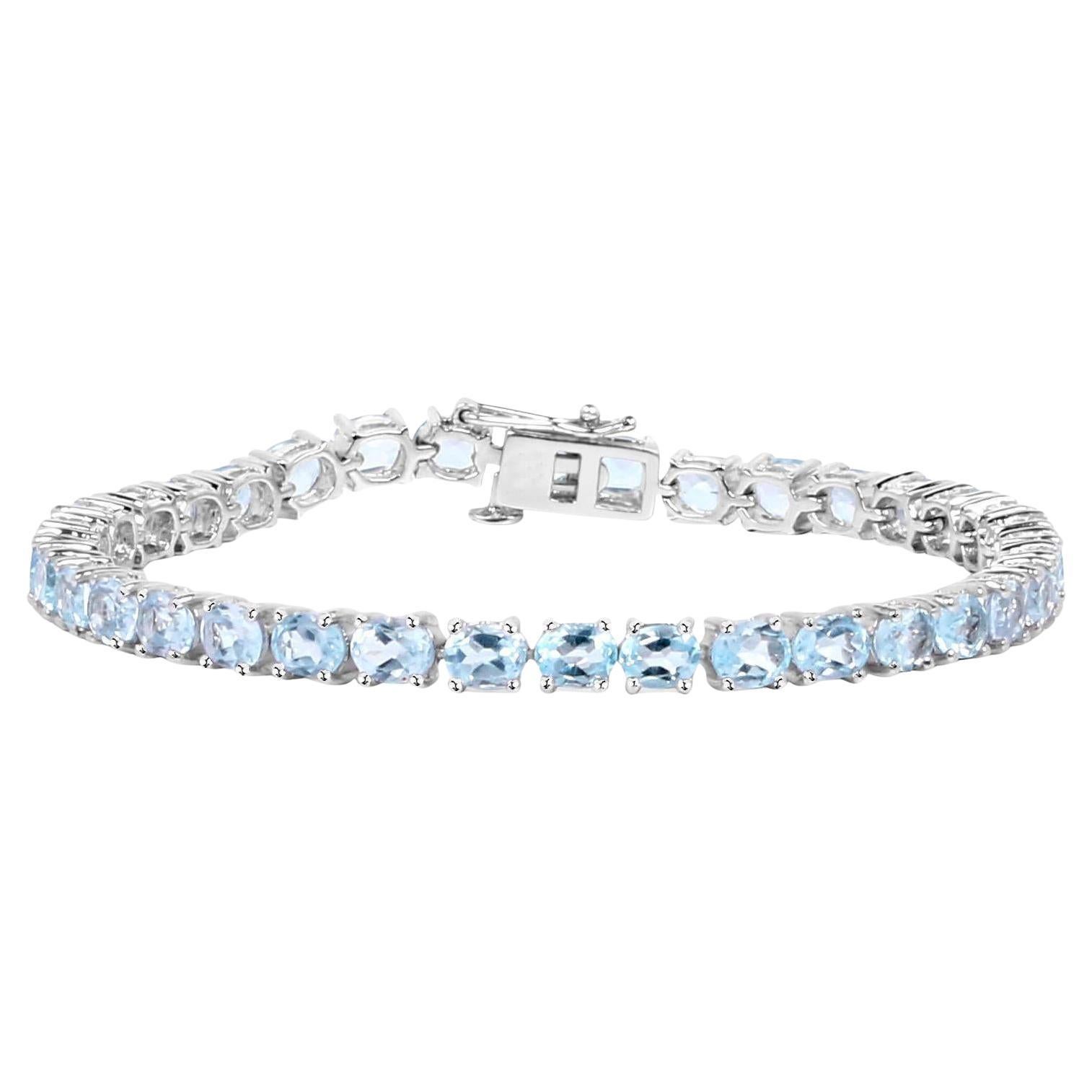 Bracciale Tennis Topazio Blu 18 Carati - Argento Sterling in vendita