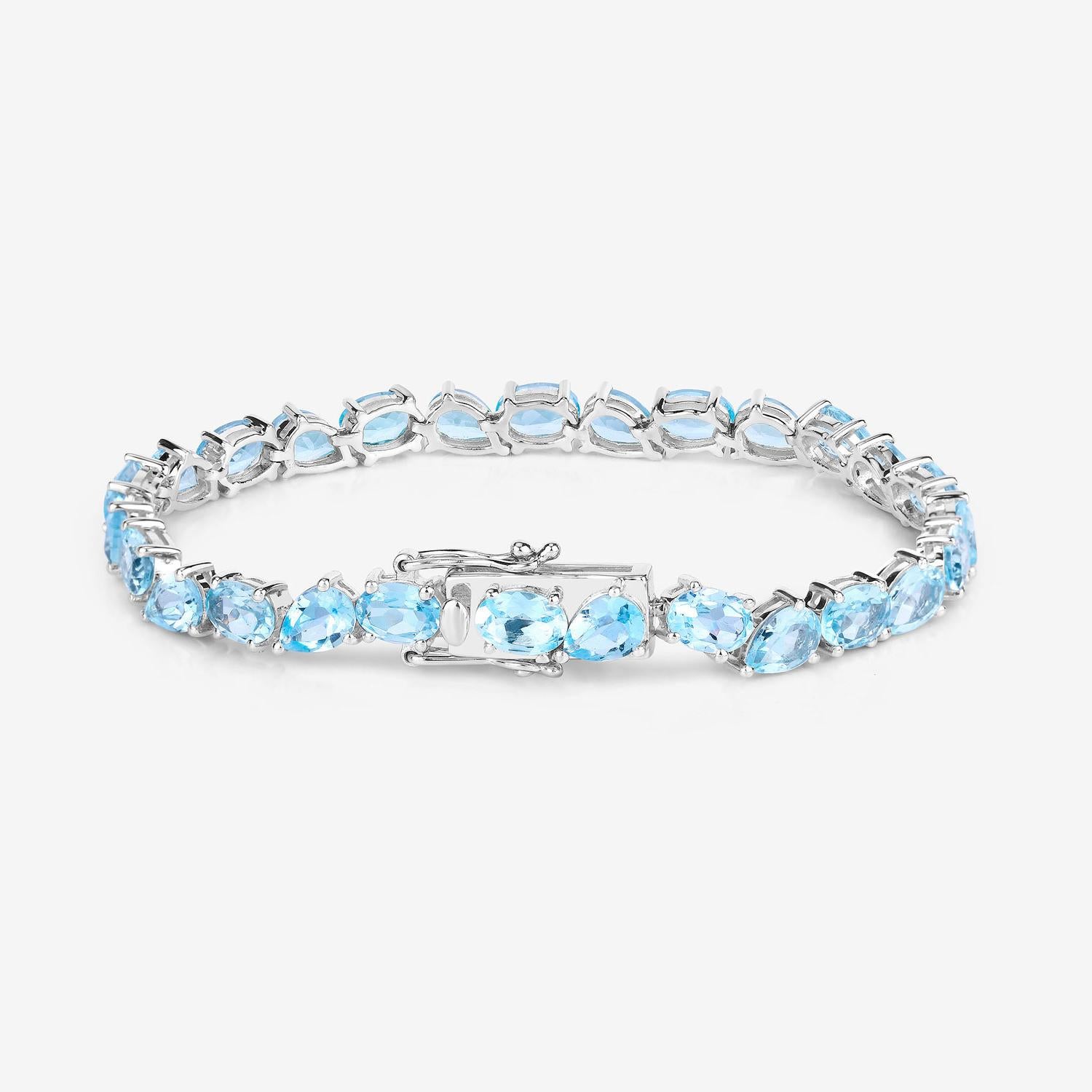 Pulsera de tenis de topacio azul 24.3 quilates Plata en Excelente estado para la venta en Punta Gorda, FL