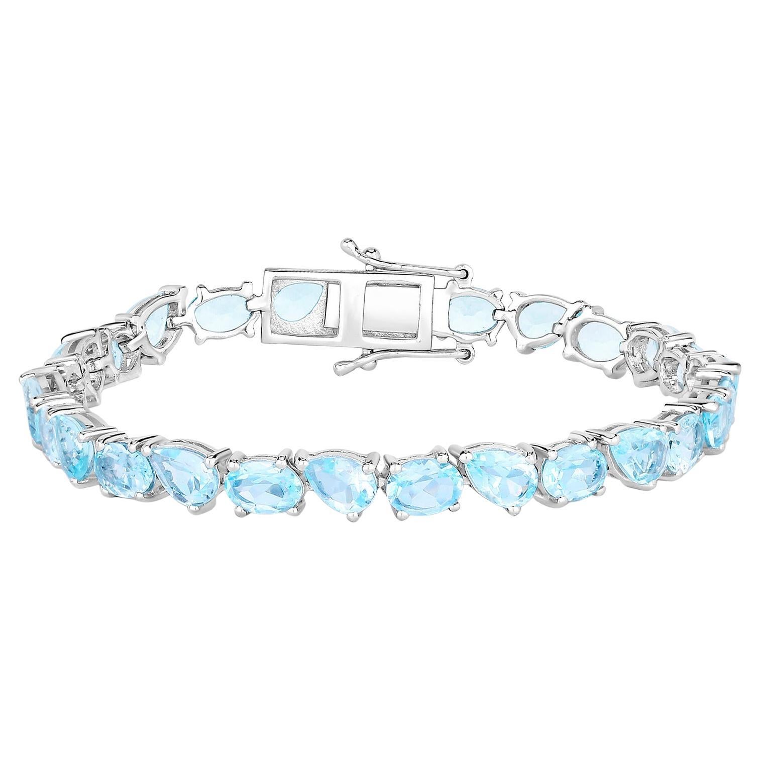 Pulsera de tenis de topacio azul 24,3 quilates Plata