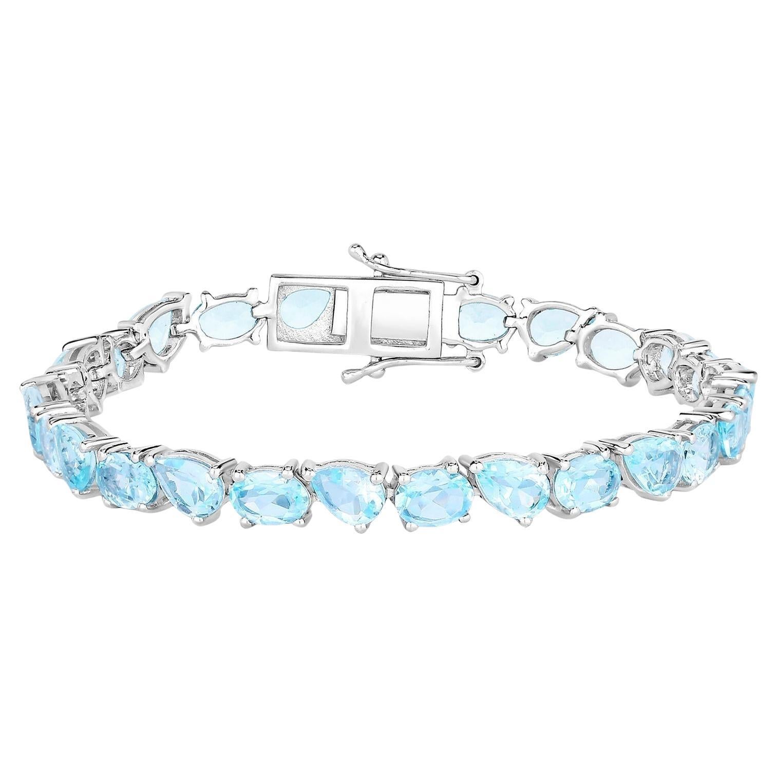 Pulsera de tenis de topacio azul 24.3 quilates Plata