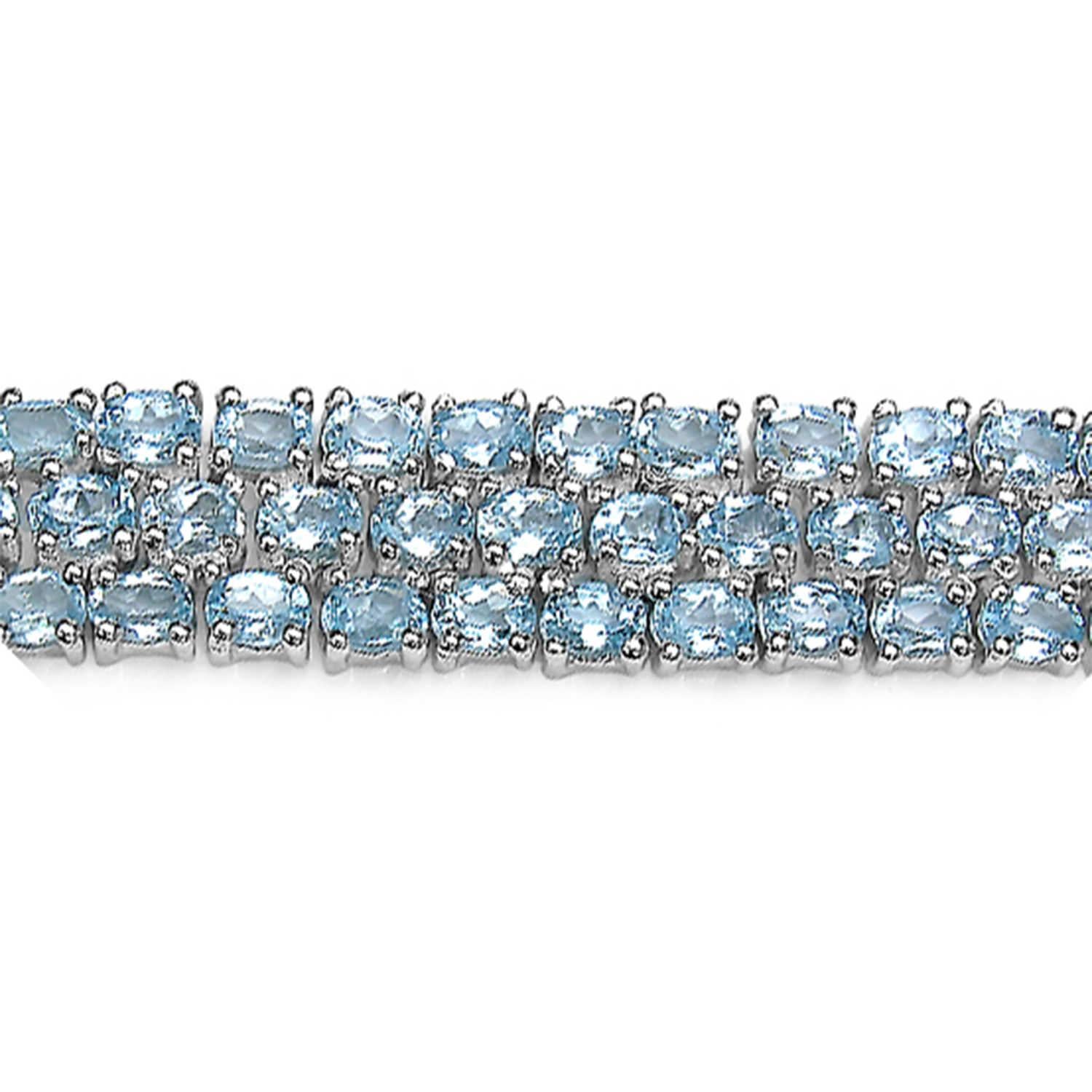Contemporary Blue Topaz Tennis Bracelet 26 Carats Sterling Silver For Sale