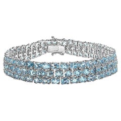 Blauer Topas Tennisarmband 26 Karat Sterlingsilber