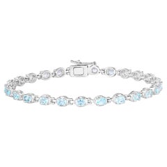Pulsera de Tenis de Topacio Azul 4.7 Quilates Plata de Ley