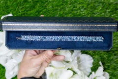 Blue Topaz Tennis Bracelet 58 Carats Rhodium Plated Sterling Silver
