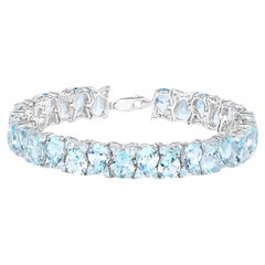 Bracelet tennis en argent sterling plaqué rhodium bleu 58,76 carats