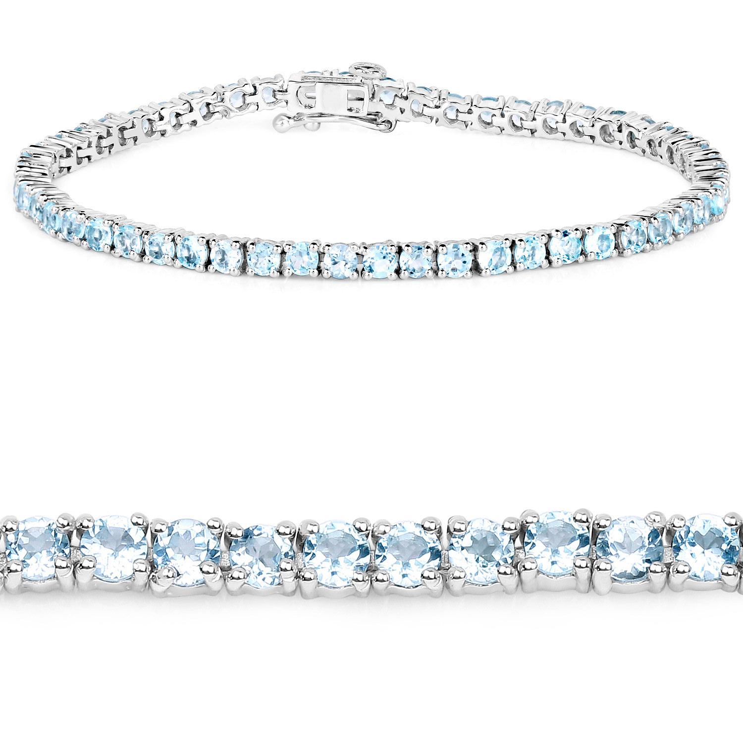 Pulsera de Tenis de Topacio Azul 6.3 Quilates Plata de Ley Contemporáneo en venta