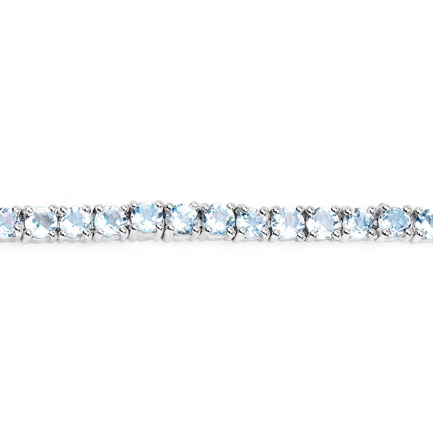 Pulsera de Tenis de Topacio Azul 6.3 Quilates Plata de Ley Primer corte en venta