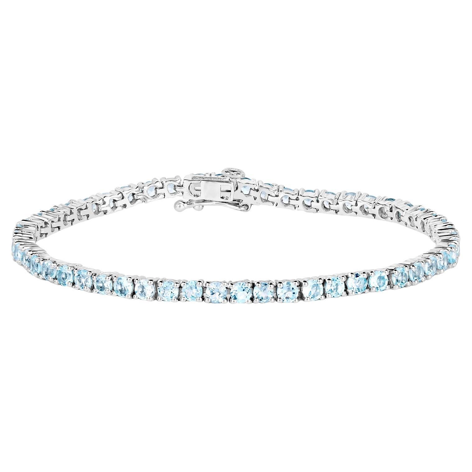 Pulsera de Tenis de Topacio Azul 6.3 Quilates Plata de Ley en venta