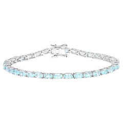 Blautopas-Tennisarmband 8,98 Karat 18K Weißgold vergoldet Silber