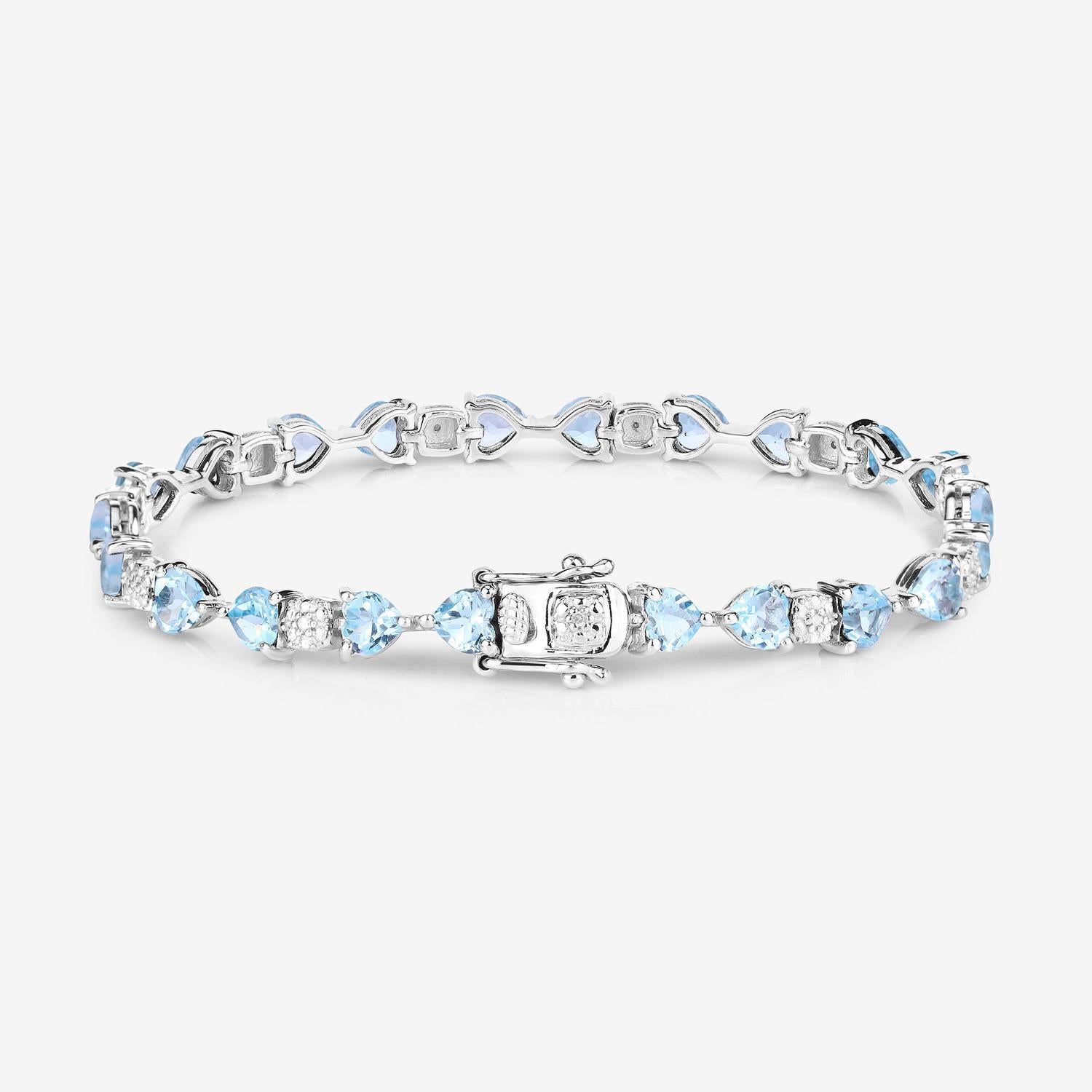 Pulsera de Tenis Topacio Azul Diamantes 11 Quilates Plata de Ley en Excelente estado para la venta en Aliso Viejo, CA
