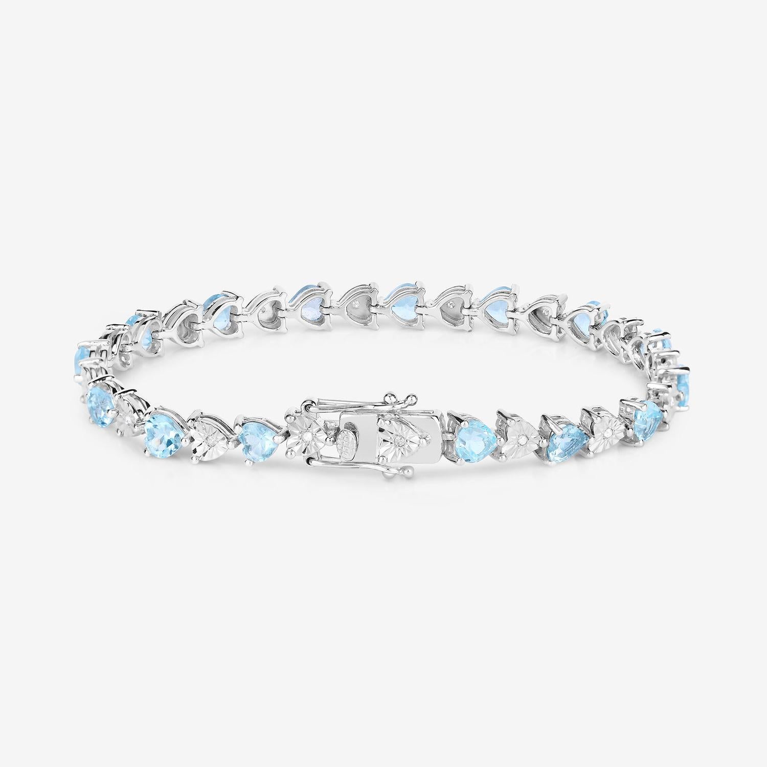 Pulsera de Tenis de Topacio Azul Diamantes 7,6 Quilates Plata de Ley en Excelente estado para la venta en Punta Gorda, FL