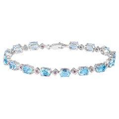 Bracelet de tennis Topaze bleue Rubis 14.5 Carats Silver