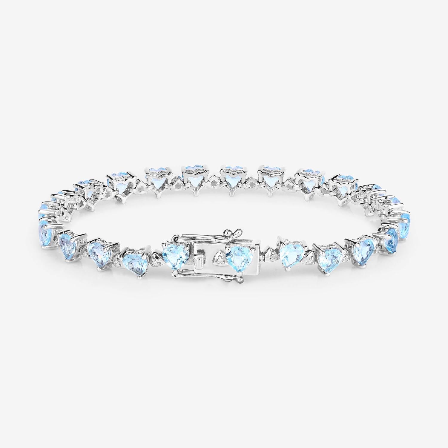 Pulsera de Tenis Topacio Azul Diamantes Blancos 11,6 Quilates Plata en Excelente estado para la venta en Punta Gorda, FL