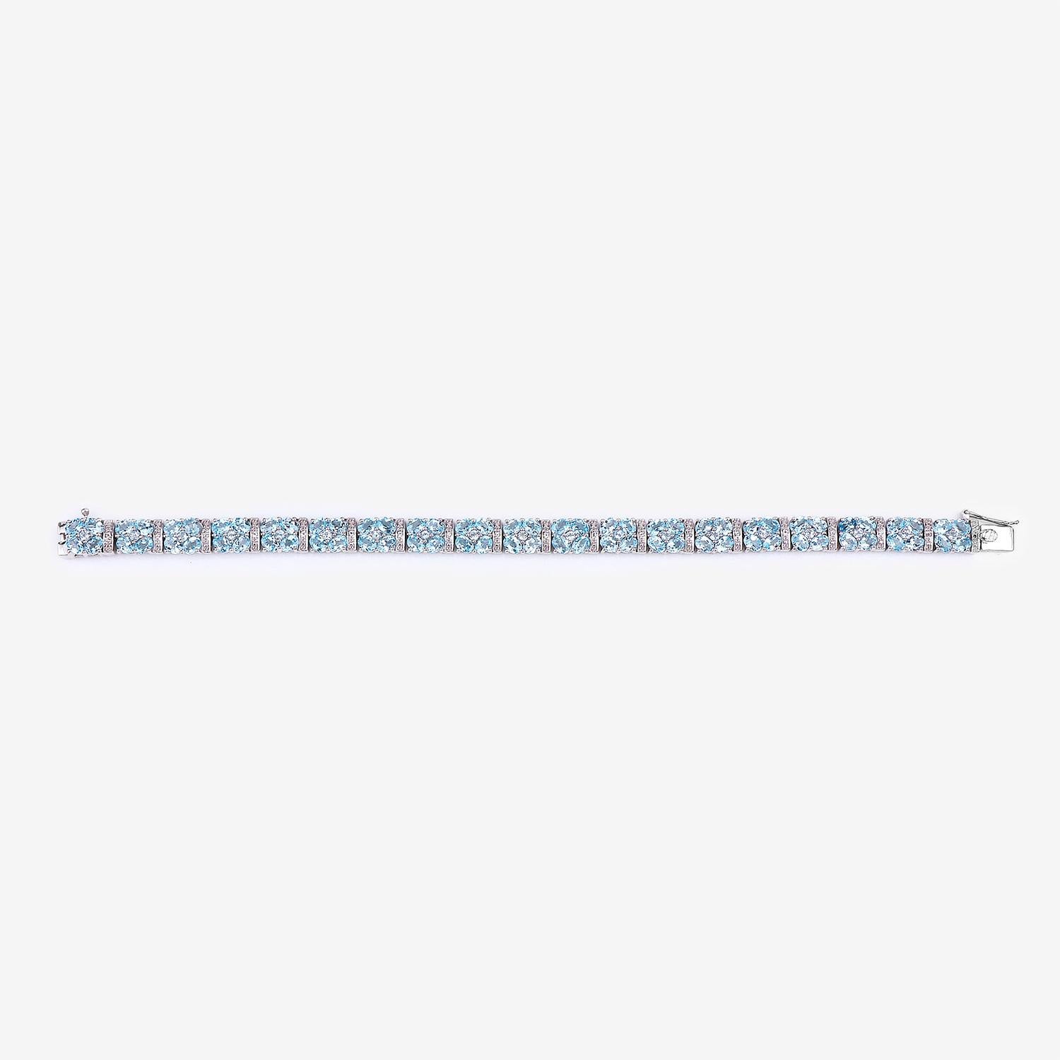 Bracelet de tennis en topaze bleue Topaze blanche 15 carats en argent sterling Unisexe en vente
