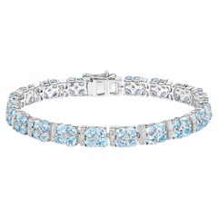 Bracelet de tennis en topaze bleue Topaze blanche 15 carats en argent sterling