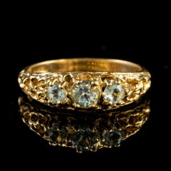 Blue Topaz Trilogy Ring 9 Carat Gold