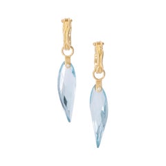 Blue Topaz Twisted Petal Drop Earrings in 18 Karat Gold