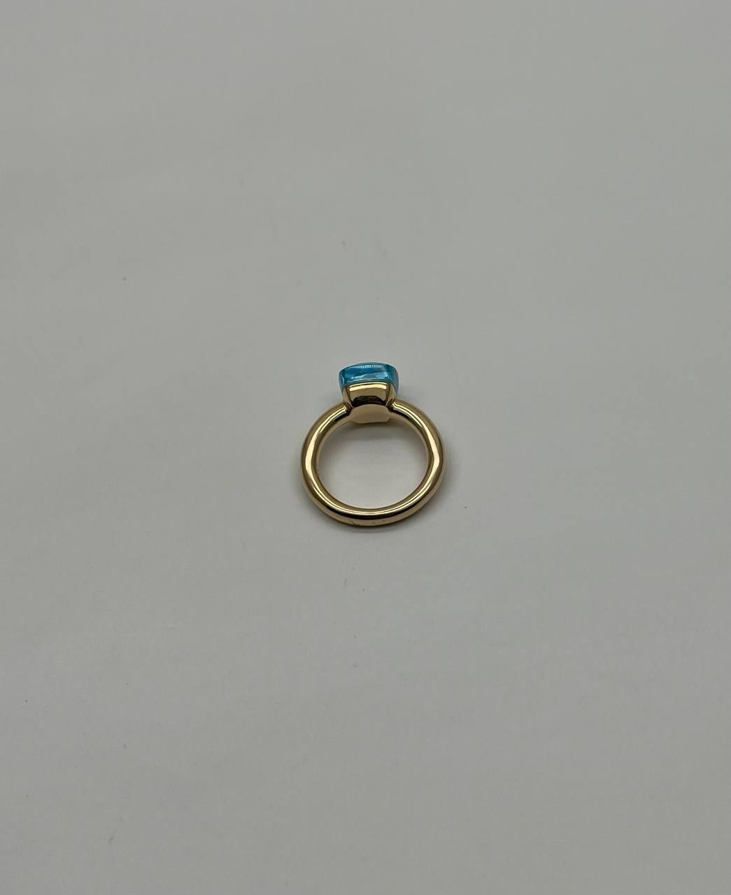 Blue Topaz Unique Nudo Faceted Cut 14K Yellow Gold Statement Cocktail Ring For Sale 6