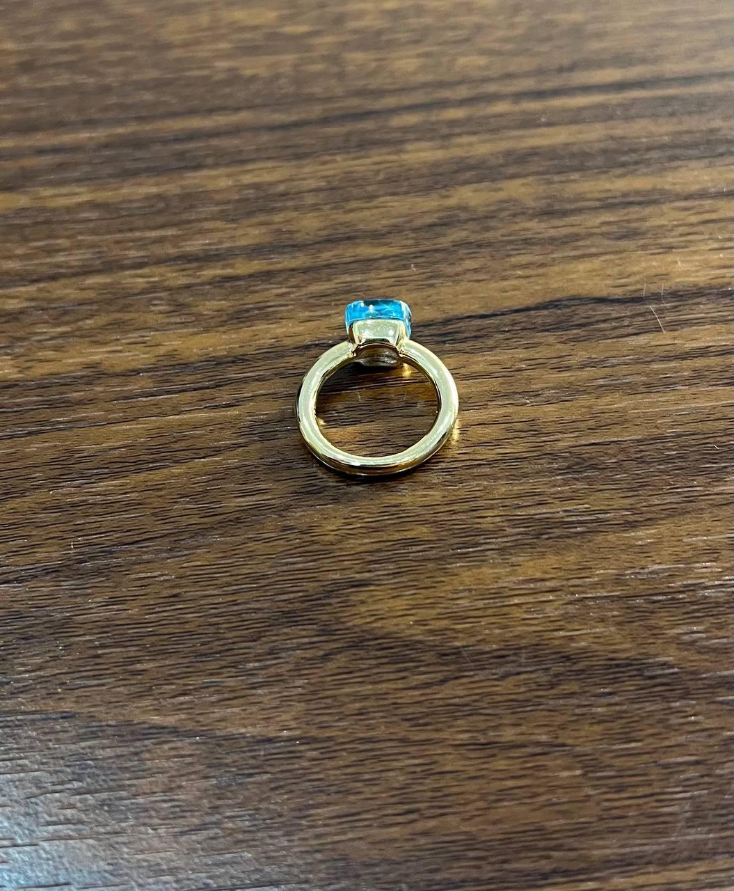 Blue Topaz Unique Nudo Faceted Cut 14K Yellow Gold Statement Cocktail Ring In New Condition For Sale In Oakton, VA