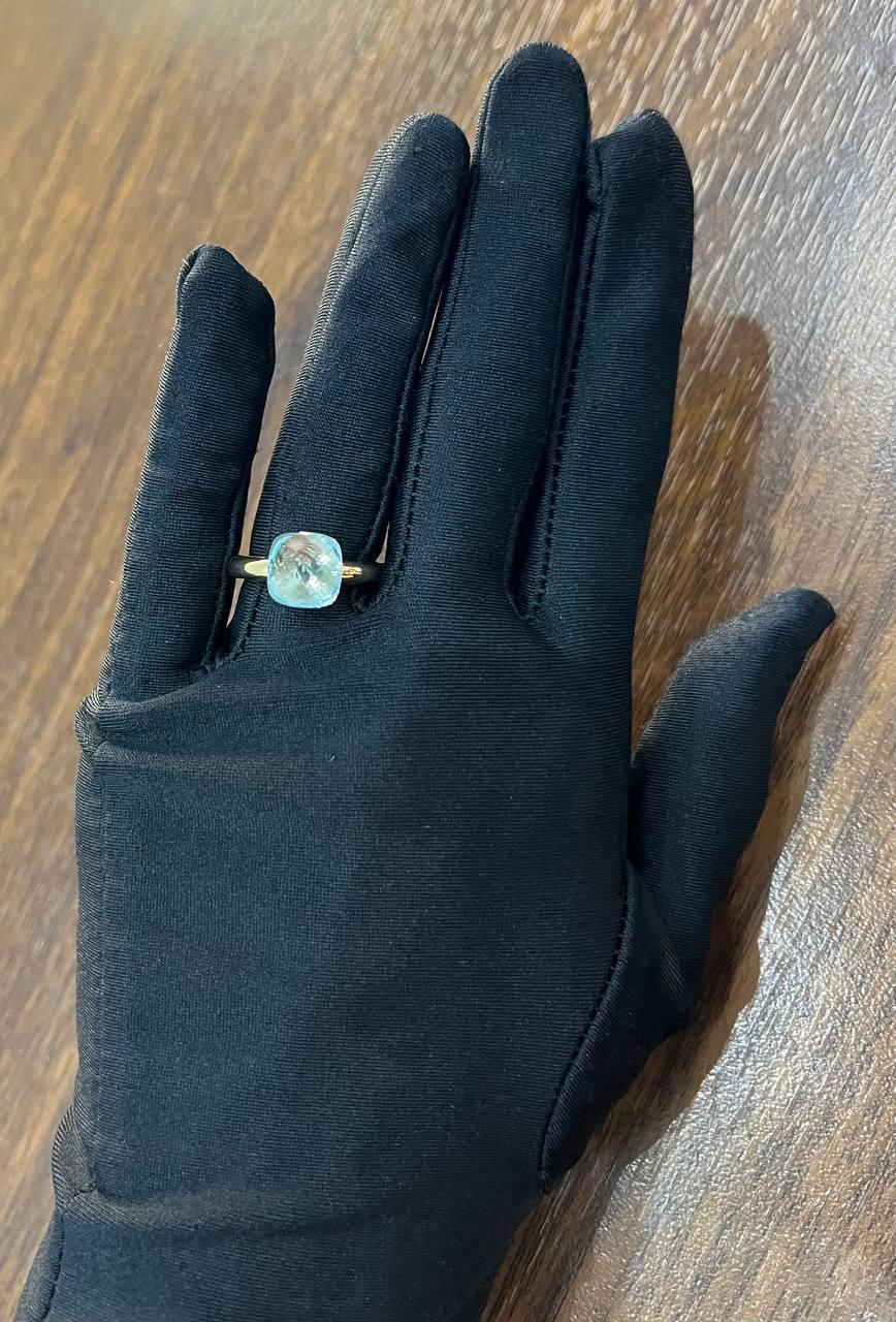 Blue Topaz Unique Nudo Faceted Cut 14K Yellow Gold Statement Cocktail Ring For Sale 3
